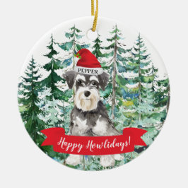 Miniature Schnauzer Happy Howlidays Hund Keramik Ornament
