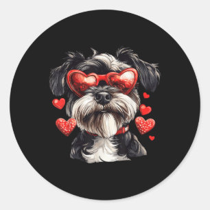 Miniature Schnauzer Heart Gles Valentinstag Dog Runder Aufkleber