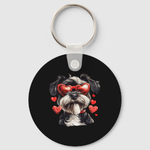 Miniature Schnauzer Heart Gles Valentinstag Dog Schlüsselanhänger