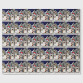 Miniature Schnauzer Hund in Schnee Weihnachtshut Geschenkpapier (Flach)