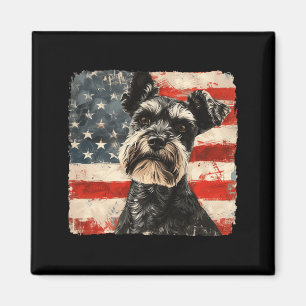Miniature Schnauzer Hund Kunst USA Patriot Magnet