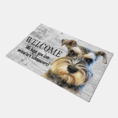 Miniature Schnauzer Hund Willkommen Welpe Niedlich Fußmatte (Schrägansicht)