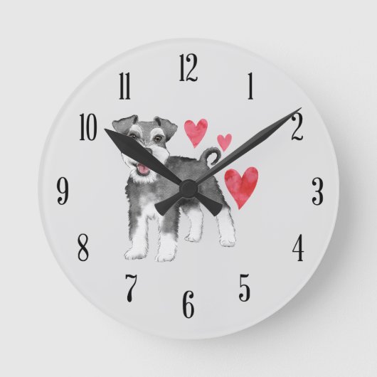 Miniature Schnauzer Hunde Rasse Wall Clock Runde Wanduhr (Vorderseite)