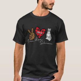 Miniature Schnauzer Kariert Peace Liebe Niedlicher T-Shirt