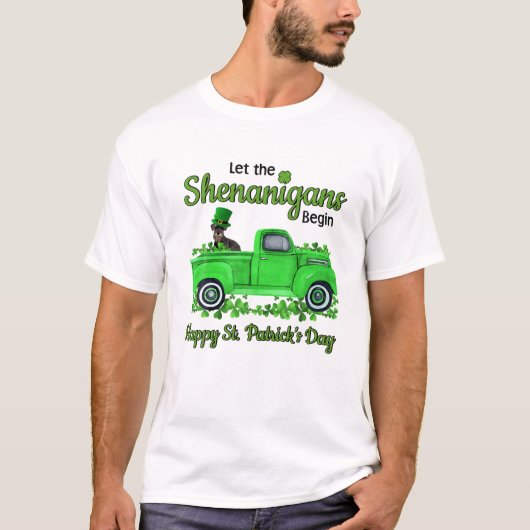 Miniature Schnauzer Let The Shenanigans Begin St P T-Shirt (Vorderseite)