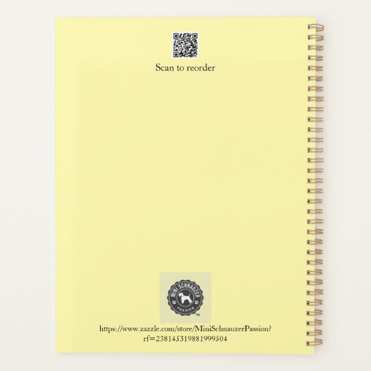 Miniature Schnauzer Line Art Muster 001 Gelb Planer (Rückseite)