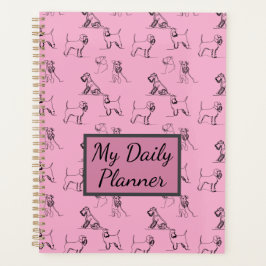 Miniature Schnauzer Line Art Muster 001 Rosa Planer