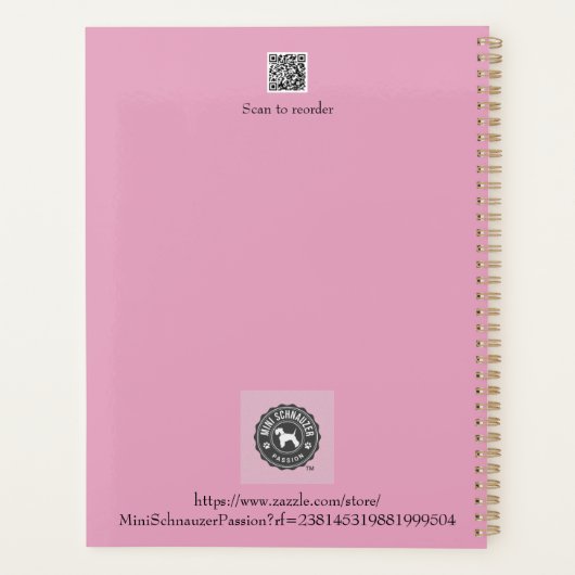 Miniature Schnauzer Line Art Muster 001 Rosa Planer (Rückseite)