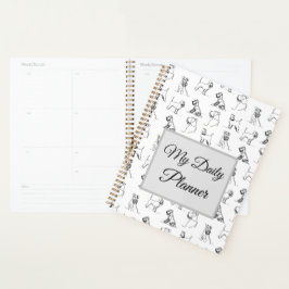 Miniature Schnauzer Line Art Muster 001 Weiß Planer