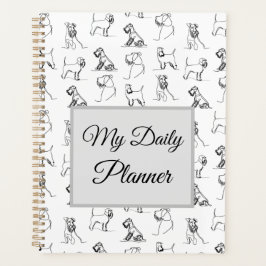 Miniature Schnauzer Line Art Muster 001 Weiß Planer