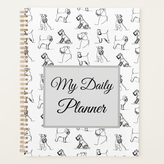 Miniature Schnauzer Line Art Muster 001 Weiß Planer (Vorderseite)