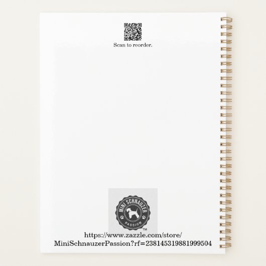 Miniature Schnauzer Line Art Muster 001 Weiß Planer (Rückseite)