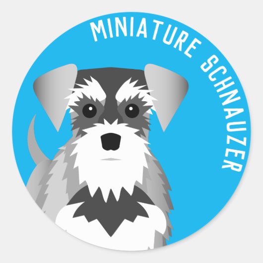 Miniature Schnauzer Niedlich Cartoon Dog Runder Aufkleber (Vorderseite)
