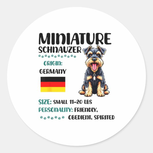 Miniature Schnauzer Origin Funny Mini Schnauzer Lo Runder Aufkleber (Vorderseite)