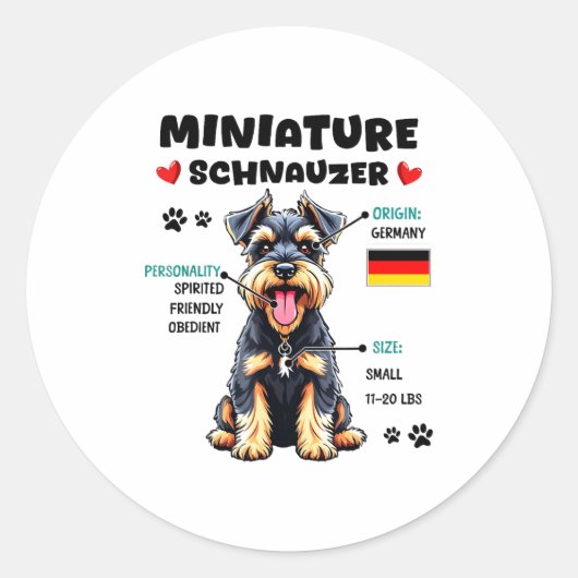 Miniature Schnauzer Owner Funny Mini Schnauzer Lov Runder Aufkleber (Vorderseite)