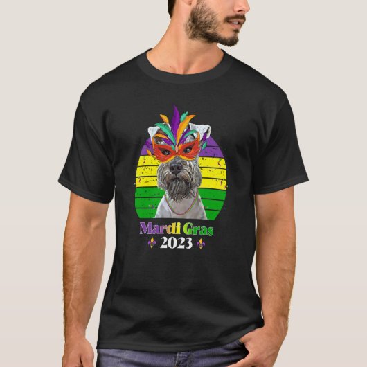 Miniature Schnauzer Party Dog Mardi Gras 2023 T-Shirt (Vorderseite)
