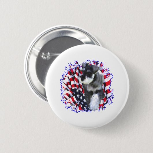 Miniature Schnauzer Patriot Button (Vorne & Hinten)