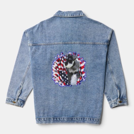 Miniature Schnauzer Patriot Jeansjacke (Rückseite)
