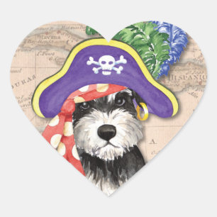 Miniature Schnauzer Pirate Herz-Aufkleber