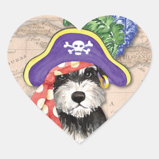 Miniature Schnauzer Pirate Herz-Aufkleber (Vorderseite)
