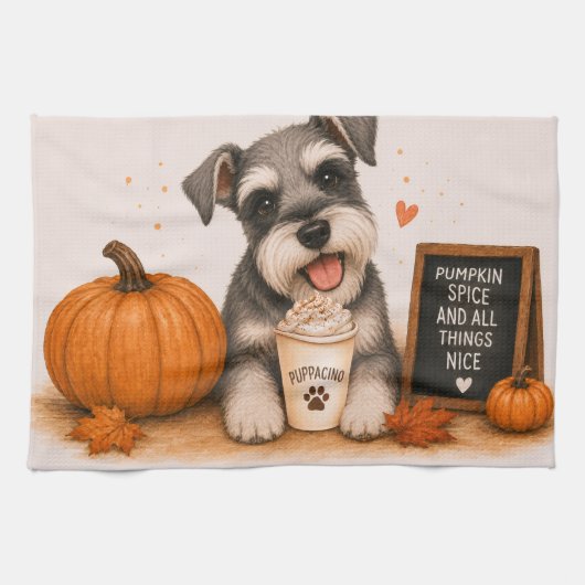 Miniature Schnauzer Pumpkin Spice Geschirrtuch (Horizontal)