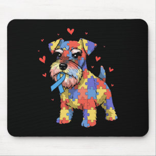 Miniature Schnauzer Puzzle Autismus Bewusstsein Hu Mousepad