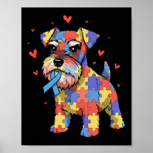 Miniature Schnauzer Puzzle Autismus-Bewusstsein Hu Poster