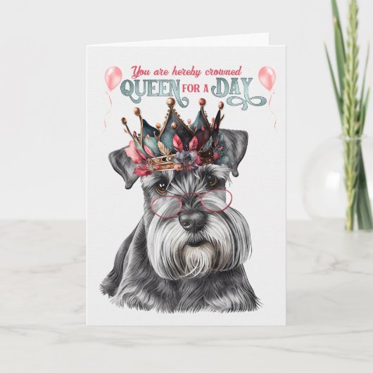 Miniature Schnauzer Queen für einen Tag Sonnensche Karte (Vorderseite)