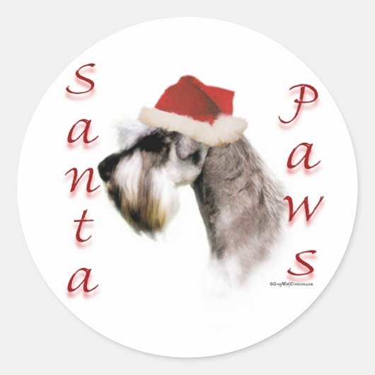 Miniature Schnauzer Santa Paws Runder Aufkleber (Vorderseite)