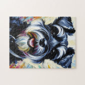 Miniature Schnauzer - Schwarz | Silber Akrylprint Puzzle (Horizontal)