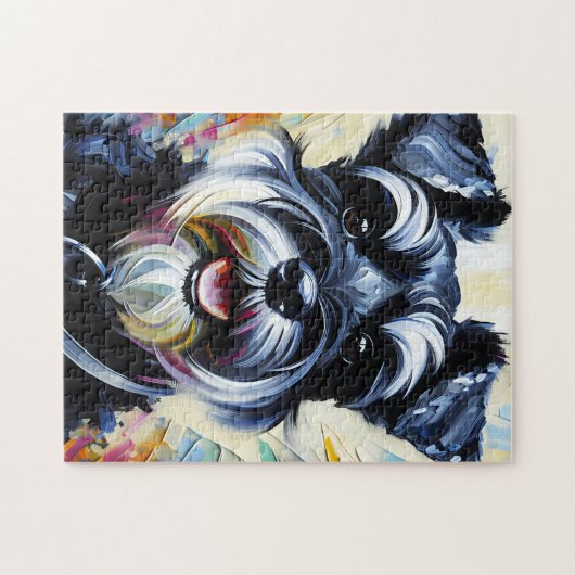 Miniature Schnauzer - Schwarz | Silber Akrylprint Puzzle (Horizontal)