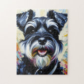 Miniature Schnauzer - Schwarz | Silber Akrylprint Puzzle (Vertikal)