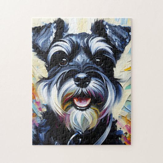 Miniature Schnauzer - Schwarz | Silber Akrylprint Puzzle (Vertikal)