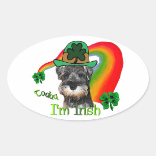 Miniature Schnauzer St Patricks Ovaler Aufkleber