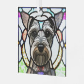 Miniature Schnauzer "Stached Glass" Ornament Aus Glas (Vorderseite links)