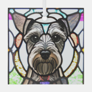 Miniature Schnauzer "Stached Glass" Ornament Aus Glas