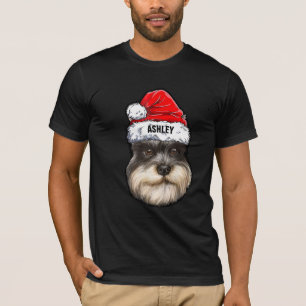 Miniature Schnauzer Terrier Christmas Hat Dog Big T-Shirt