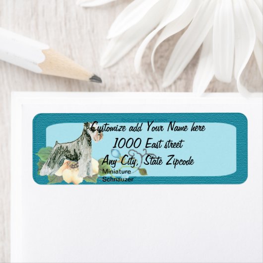 Miniature Schnauzer - Türkisblaues Blumendesign (Insitu)