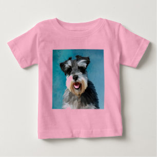 Miniature-Schnauzer-Wasserfarben-Kunstmalerei Baby T-shirt