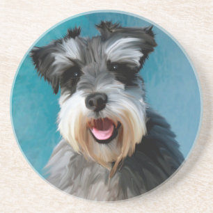 Miniature Schnauzer Wasserfarben-Kunstmalerei Getränkeuntersetzer
