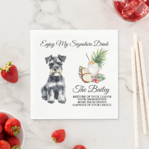 Miniature Schnauzer Wedding Signature Drink Napkin Serviette