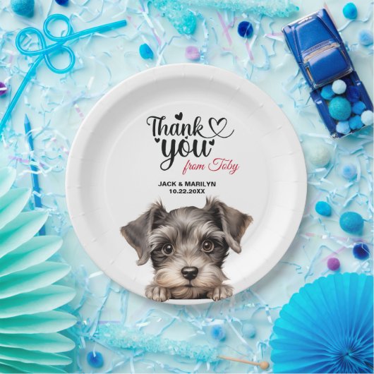 Miniature Schnauzer Wedding Vielen Dank Pappteller (Party)