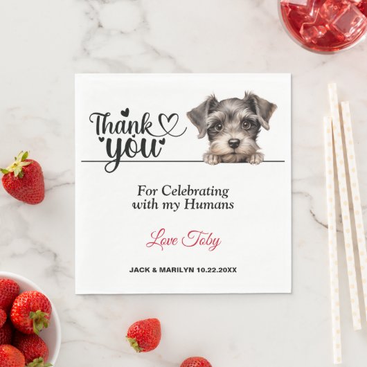 Miniature Schnauzer Wedding Vielen Dank Serviette (Beispiel)