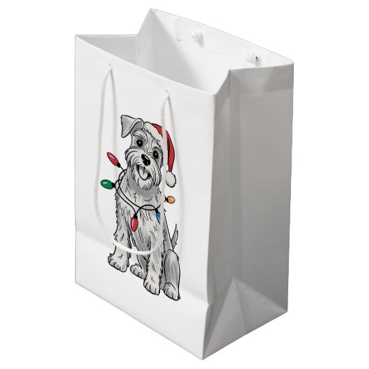Miniature Schnauzer Weihnachten Weihnachten Weihna Mittlere Geschenktüte (Vorderseite Schrägansicht)