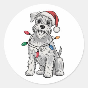 Miniature Schnauzer Weihnachten Xmas Hunde Liebhab Runder Aufkleber