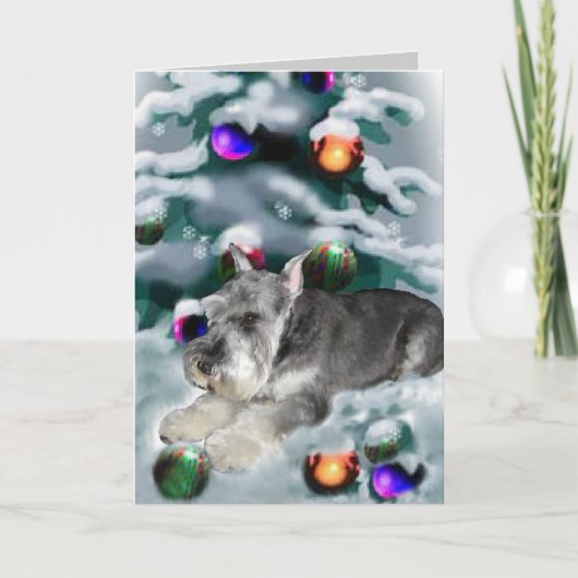 Miniature Schnauzer Weihnachtsgeschenke Feiertagskarte (Vorderseite)