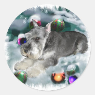 Miniature Schnauzer Weihnachtsgeschenke Runder Aufkleber