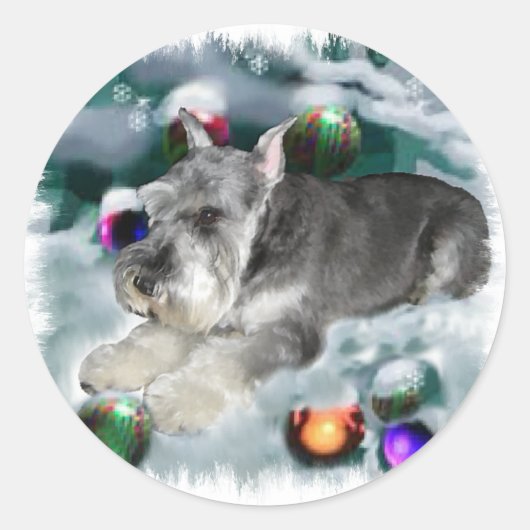 Miniature Schnauzer Weihnachtsgeschenke Runder Aufkleber (Vorderseite)