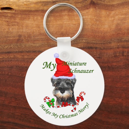 Miniature Schnauzer Weihnachtsgeschenke Schlüsselanhänger (Vorderseite)