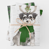Miniature Schnauzer Weihnachtshund und Green Karie Geschenkpapier Set (Beispiel)